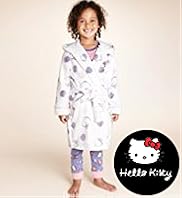 Younger Girls Hello Kitty Spotted Dressing Gown with Stay New