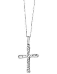 14K White Gold 0.01 ct. Diamond Cross Necklace