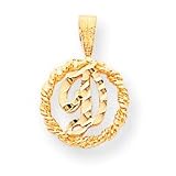 10k Diamond-Cut Circle with Initial D Inside Charm
