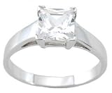925 Sterling Silver Princess Cut Solitaire CZ Ring