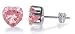 Sterling Silver Pink Cubic Zirconia 4 MM Heart Stud Earrings