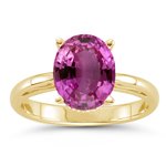 0.91 Cts Pink Sapphire Solitaire Ring in 18K Yellow Gold