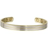 Mens Womens Copper & Gold IP Cuff Bangle Bracelet with Magnets 8 Inches