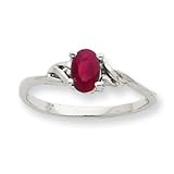 10k White Gold Genuine Ruby Birthstone Ring - Size 6 - JewelryWeb