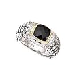 925 Silver & Onyx Ring with 14k Gold & CZ Accents Sizes 6-8