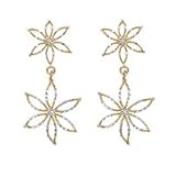 14kt. Two-Tone Gold, Flower Dangle Fashion Earrings