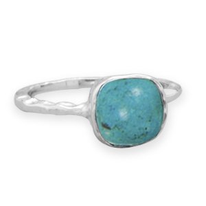 Stackable Ring Turquoise Square Shape Sterling Silver, 7