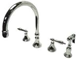 IMAGE OF 8 DECK MOUNT KITCHEN FAUCET W/BRASS SPRAYER-Polish Brass Finish