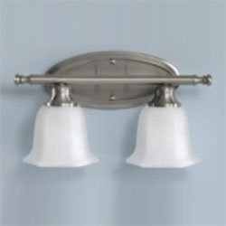 Garrett Two Light Brushed Steel Bathroom Light Fixture