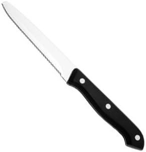 Walco Steak Knife, Kansas City Steak, 4.5" Blade, Round Tip, Black Delrin Handle, Case Pack of 1 Dozen