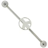 PEACE SIGN 925 Sterling Silver Industrial Piercing Barbell