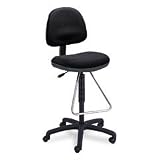 Precision Extended Height Swivel Stool With Teardrop Footrest, Black Fabric