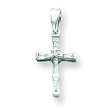 14k White Gold Diamond Cross Pendant