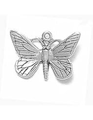 Sterling Silver 3D Front Back Detailed Butterfly Animal Insect Charm
