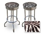 2 Zebra Faux Fur Animal Print Specialty / Custom Barstools Set