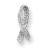 14k White Gold Breast Cancer Awareness Diamond Chain Slide - JewelryWeb
