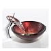 Kraus Bathroom Glass Vessel Sink Red Galaxy and Matching Glass Waterfall Faucet Chrome COMBO