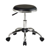 Office Star Products Chrome Finish Backless Stool with Black Vinyl Seat