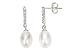 Cultured Pearl and 1/10 Carat Diamond 14K White Gold Earrings