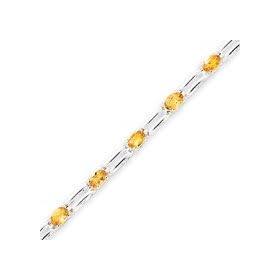 Sterling Silver Citrine Bracelet - 7.5 Inch by