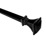 BCL Product Sourcing 125SSQ86B Trumpeted Square Curtain Rod- Black Finish- 86-inch to 120-inch- 1.25-inch Diameter Pole