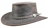 Foldaway Leather Bronco Packable, Crushable & Waterproof Hat Made in Australia