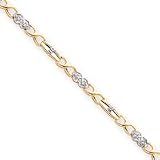 14k Two-Tone Diamond Heart Tennis Bracelet - 7 Inch