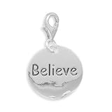 Believe Charm with Lobster Clasp,Sterling Silver