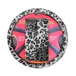 Animal Print Steering Wheel Cover and Shoulder Pad - Snow Leopard