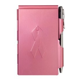 Flip Notes Metal Note Case with Mini Pen and Notepad, Breast Cancer Pink Ribbon by Wellspring