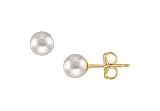 Akoya Cultured Pearl Stud Earrings : 14K Yellow Gold 6 MM