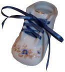 Personalized Porcelain Baby Shoe Keepsake - Blue Elegant Blossom