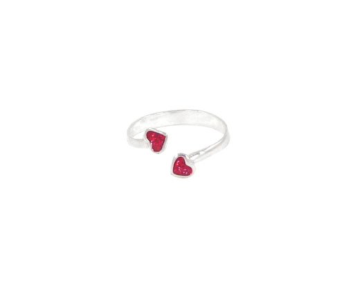 Toe Ring - Sterling Silver Adjustable Hearts Toe Ring