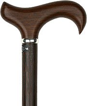 Genuine Wenge Wood Derby Walking Cane With Wenge Shaft And Silver Collar