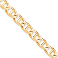 10k 13mm Hand-Polished Anchor Link Chain Bracelet - 8 Inch