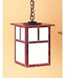 IMAGE OF Arroyo Craftsman MH-10E-WO-RB Mission 1 Light Outdoor Hanging Lantern in Rustic Brown with White Opalescent glass