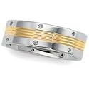0.10 Carat G/VS2 Round Two Tone Diamond Wedding Band in 18k Yellow/White Gold