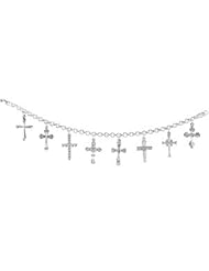 CleverEves Sterling Silver 07.50 Inch Crosses Bracelet