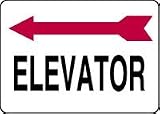 ELEVATOR (ARROW LEFT) 10 x 14 Plastic Sign