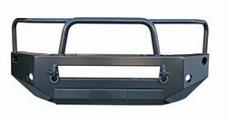 Front Bumper 67.5in. Black Powder-Coat w/Shackle Mounts Incl. 2 Lights/Wiring Harness Switches/Relay/Integral Winch Mount Plate