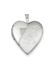 Genuine IceCarats Designer Jewelry Gift Sterling Silver 20Mm D/C Floral Heart Locket
