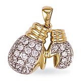 Jewelco London 9ct Solid Gold Hand Finished Pair Of Boxing Gloves Pendant Hand set With Cubic Zirconia Stones 37g