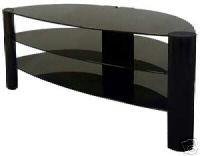ZIN321265/BKBL All Black Glass TV Stand for 32"-37" Plasma/LCD Television