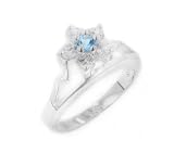 Sterling Silver Genuine Blue Topaz Flower Ring (Size 6,7,8,9)