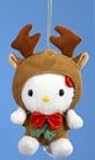 Image of Hello Kitty Plush Holiday Ornament - Reindeer