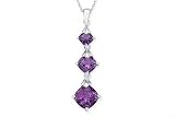 6 5/8 Carat Amethyst Sterling Silver Pendant w/Chain