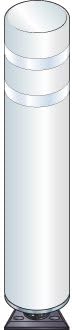48 in. White Gorilla Post Quick Release Bollard with 2 White Reflective Stripes