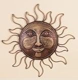 'Sun Face Brass Wall Decor Sculpture 16''
