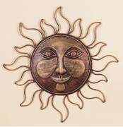 'Sun Face Brass Wall Decor Sculpture 16''