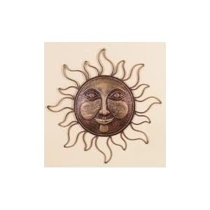 'Sun Face Brass Wall Decor Sculpture 16''